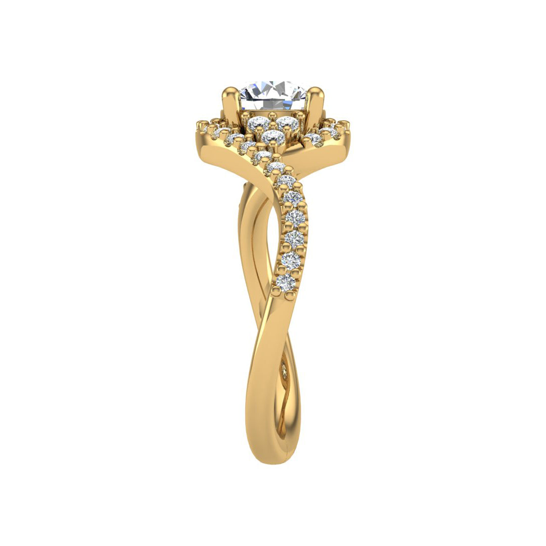 Diamond Round Twisted Halo Ring - Thenetjeweler