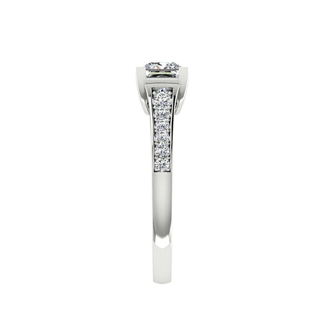 Princess Cut Diamond Engagement Ring with Side Stones 18K Gold - Thenetjeweler
