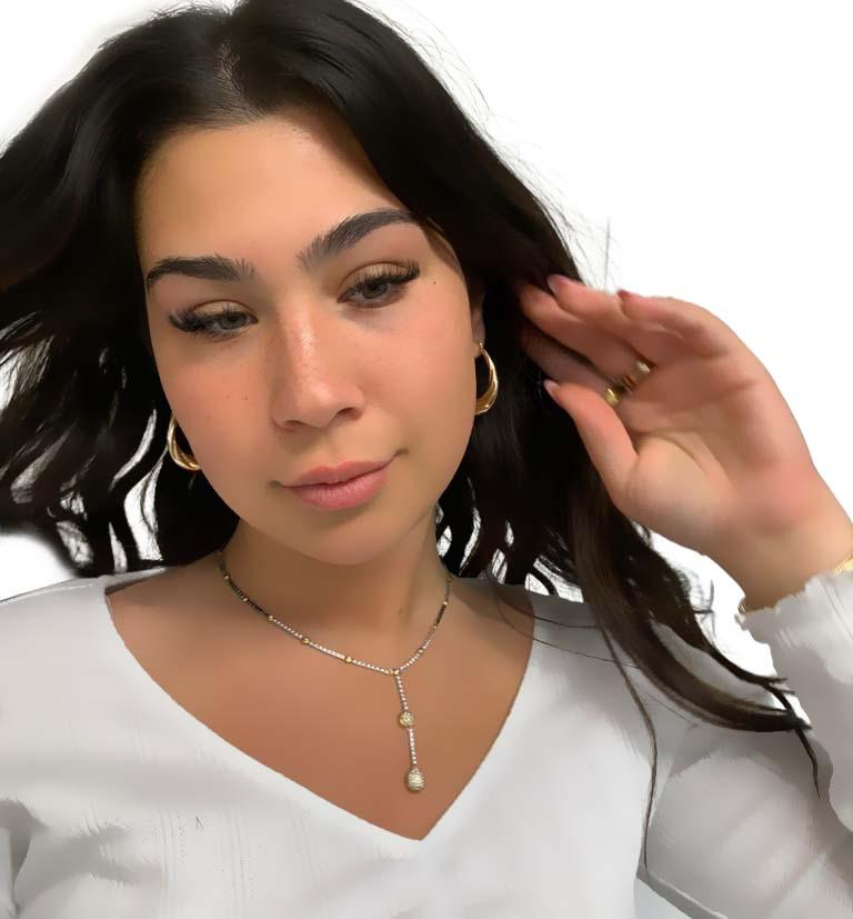 Two Tone Gold Diamond Drop Necklace - Thenetjeweler