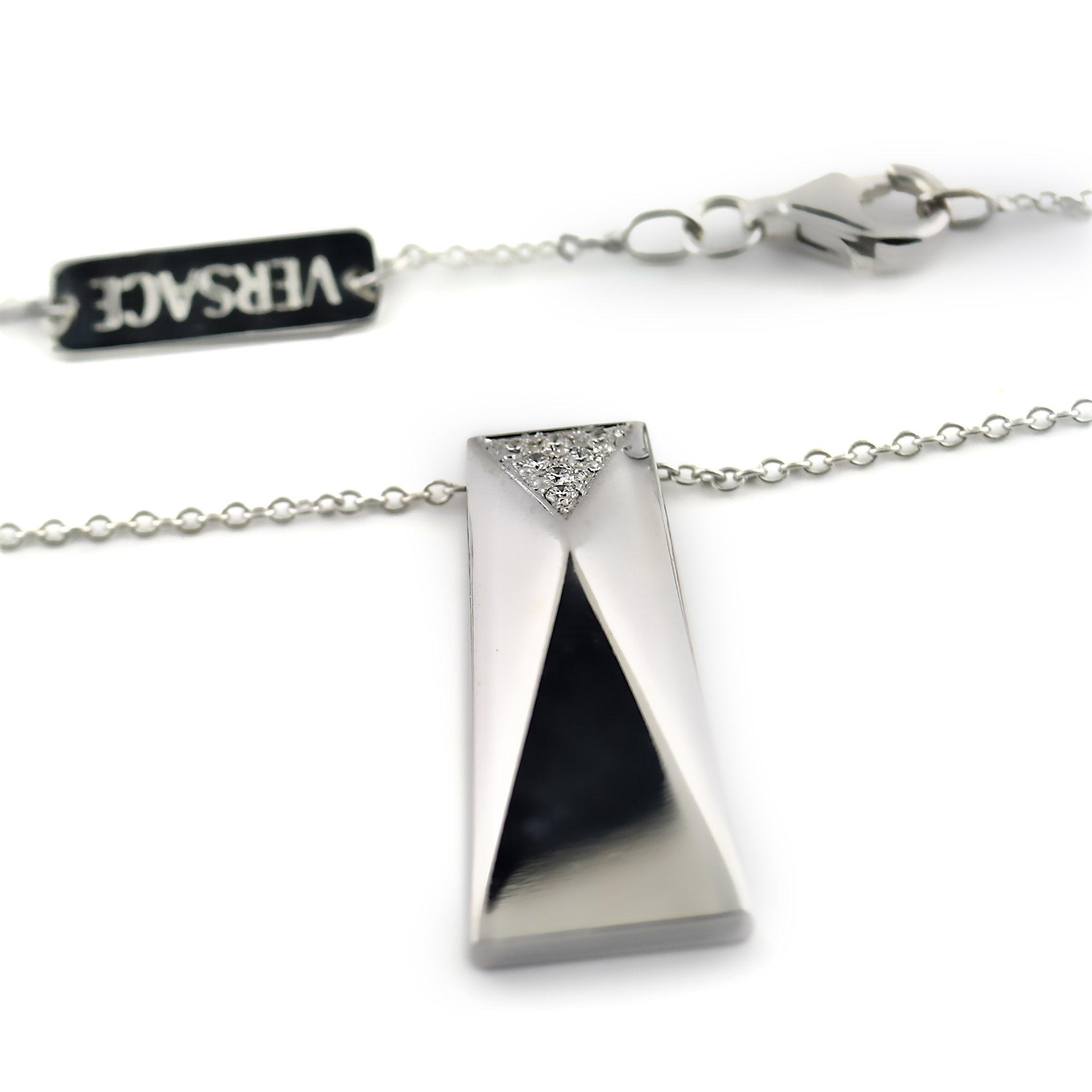 Versace 18k White Gold Diamond Womens Necklace - Thenetjeweler