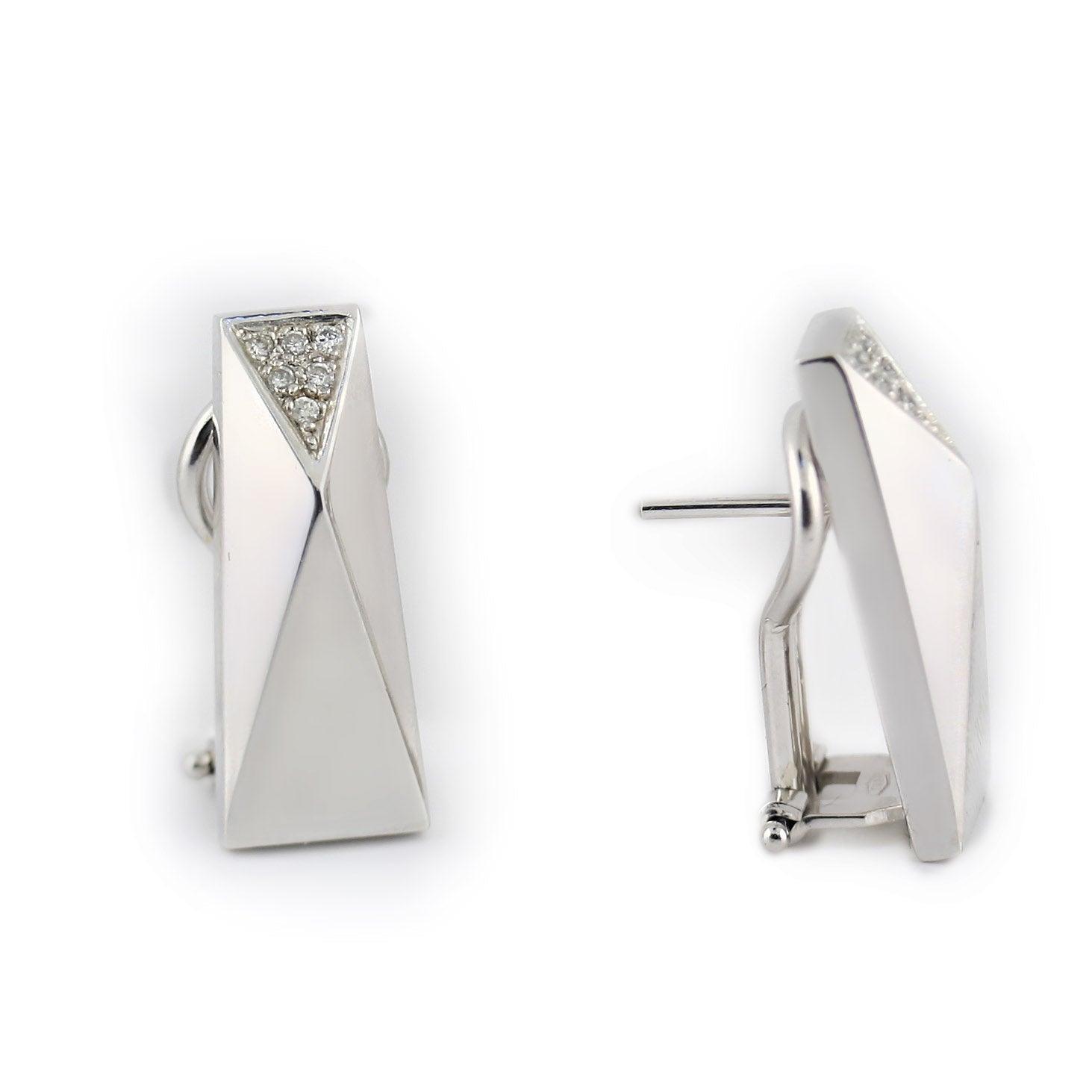 Versace La Bague 18k Yellow Gold and Diamond Earrings - Thenetjeweler