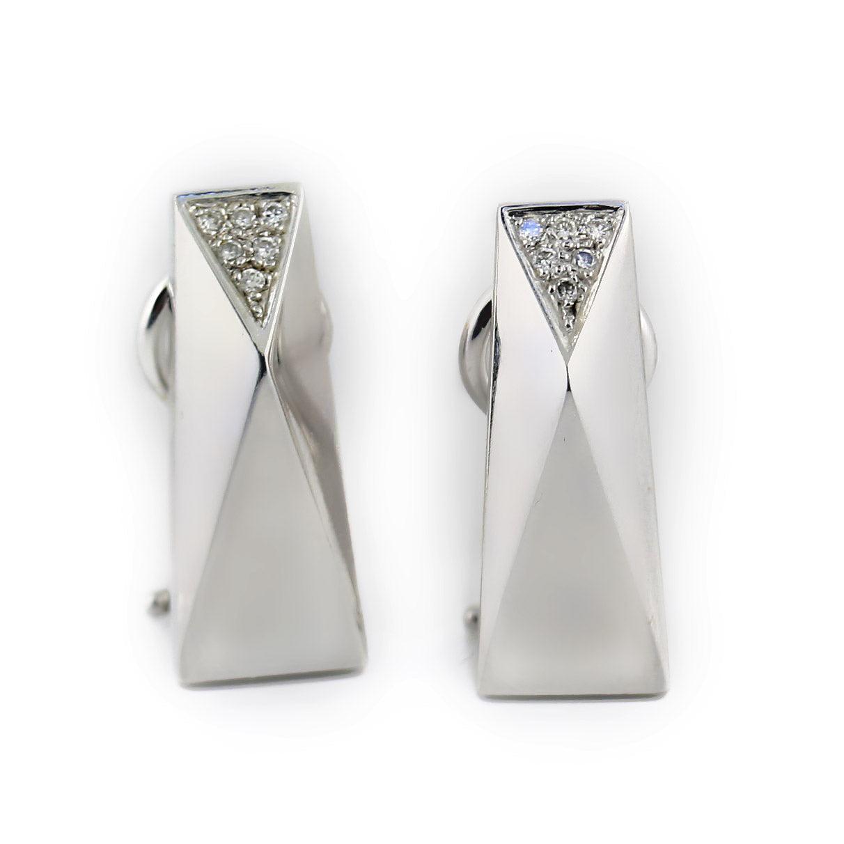 Versace La Bague 18k Yellow Gold and Diamond Earrings - Thenetjeweler
