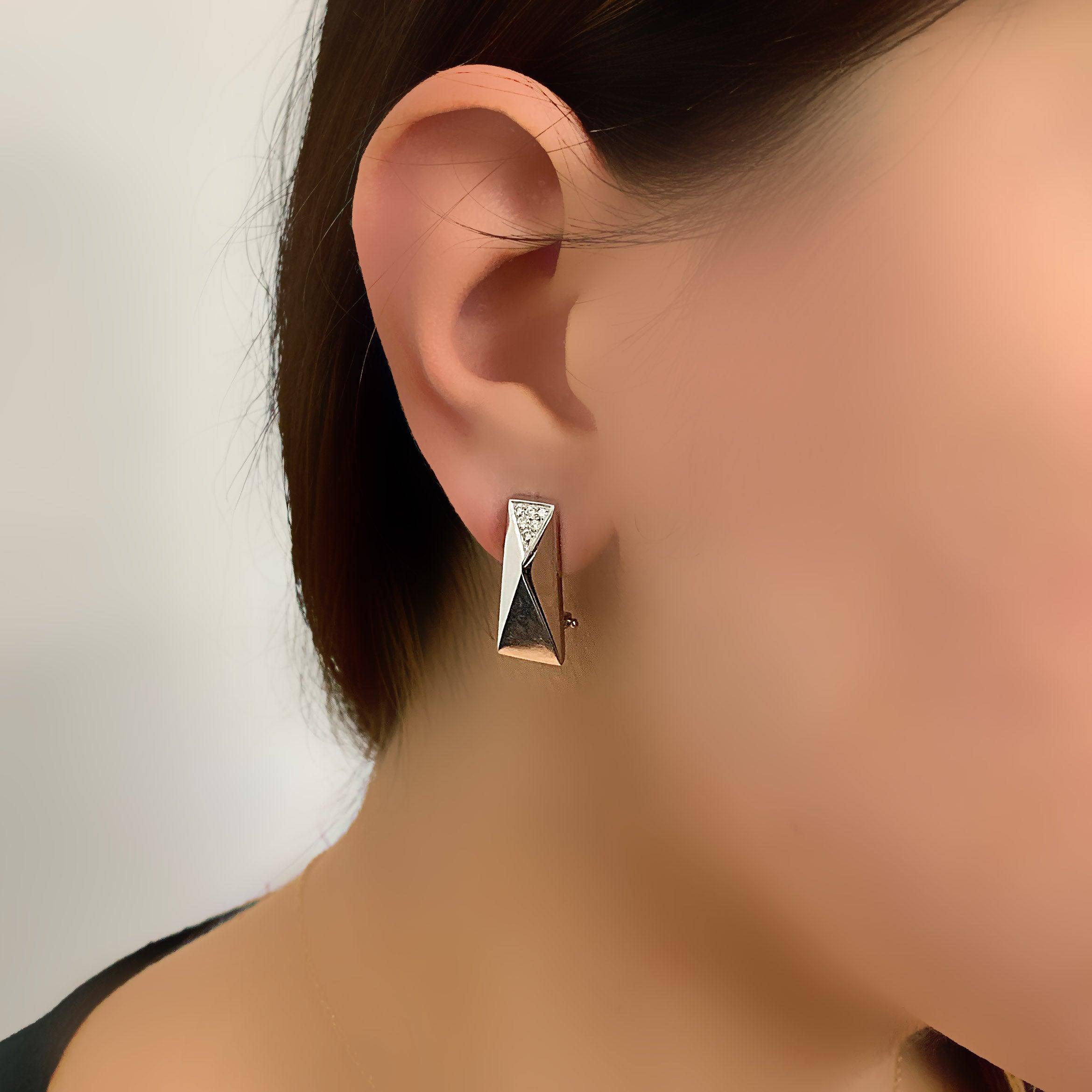 Versace La Bague 18k Yellow Gold and Diamond Earrings - Thenetjeweler