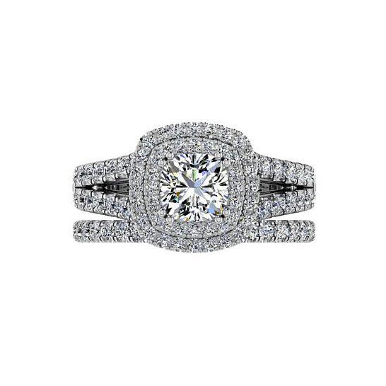 Diamond Engagement Ring and Wedding Band Set 0.95ctw - Thenetjeweler