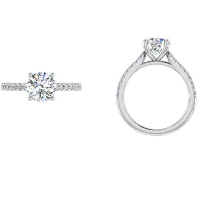 Round Diamond Engagement Ring Side Stones 0.26ct - Thenetjeweler