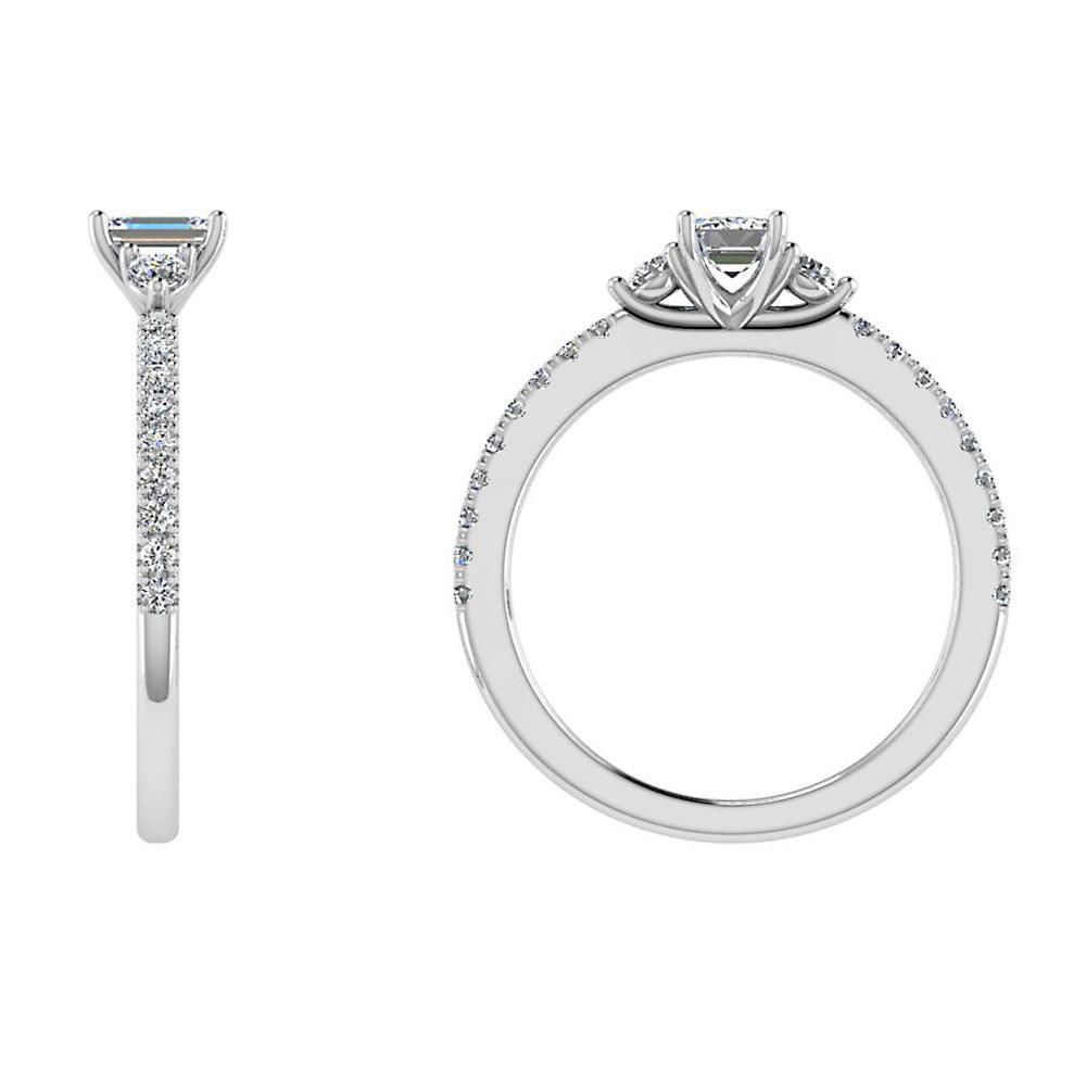 Emerald Cut Diamond Ring with Side Stones - Thenetjeweler