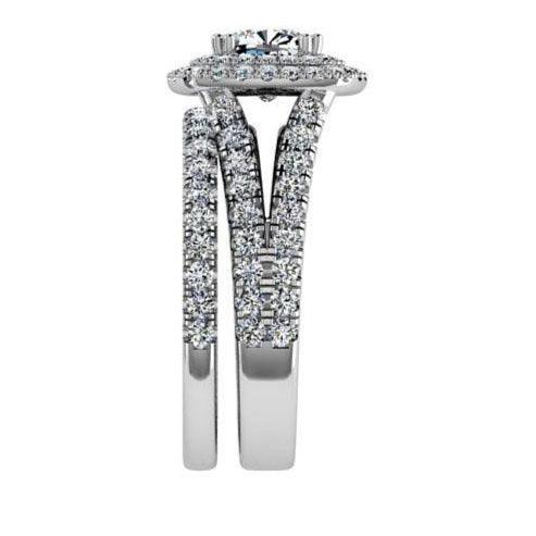 Diamond Engagement Ring and Wedding Band Set 0.95ctw - Thenetjeweler