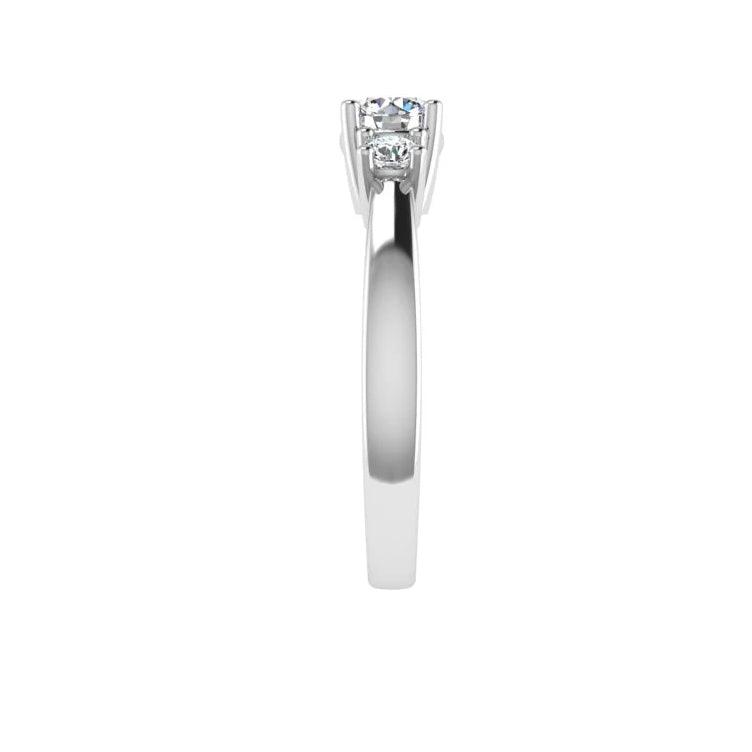 Round Cut Diamond Three Stone Engagement Ring 18K Gold (0.18 ct.t.w). - Thenetjeweler