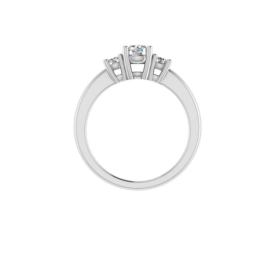 Round Cut Diamond Three Stone Engagement Ring 18K Gold (0.18 ct.t.w). - Thenetjeweler