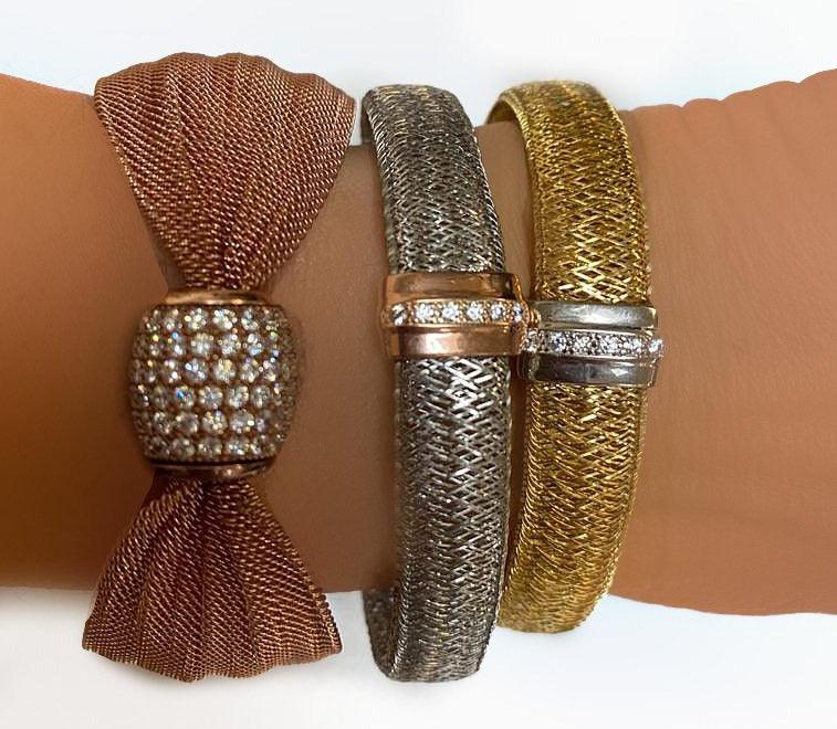 Italian Bracelet Silver Two-Color Mesh - Thenetjeweler