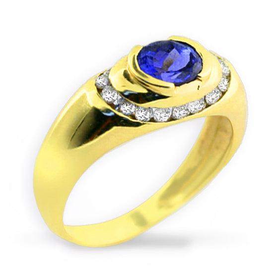 Oval Tanzanite and Diamond Ring 14K Yellow Gold - Thenetjeweler