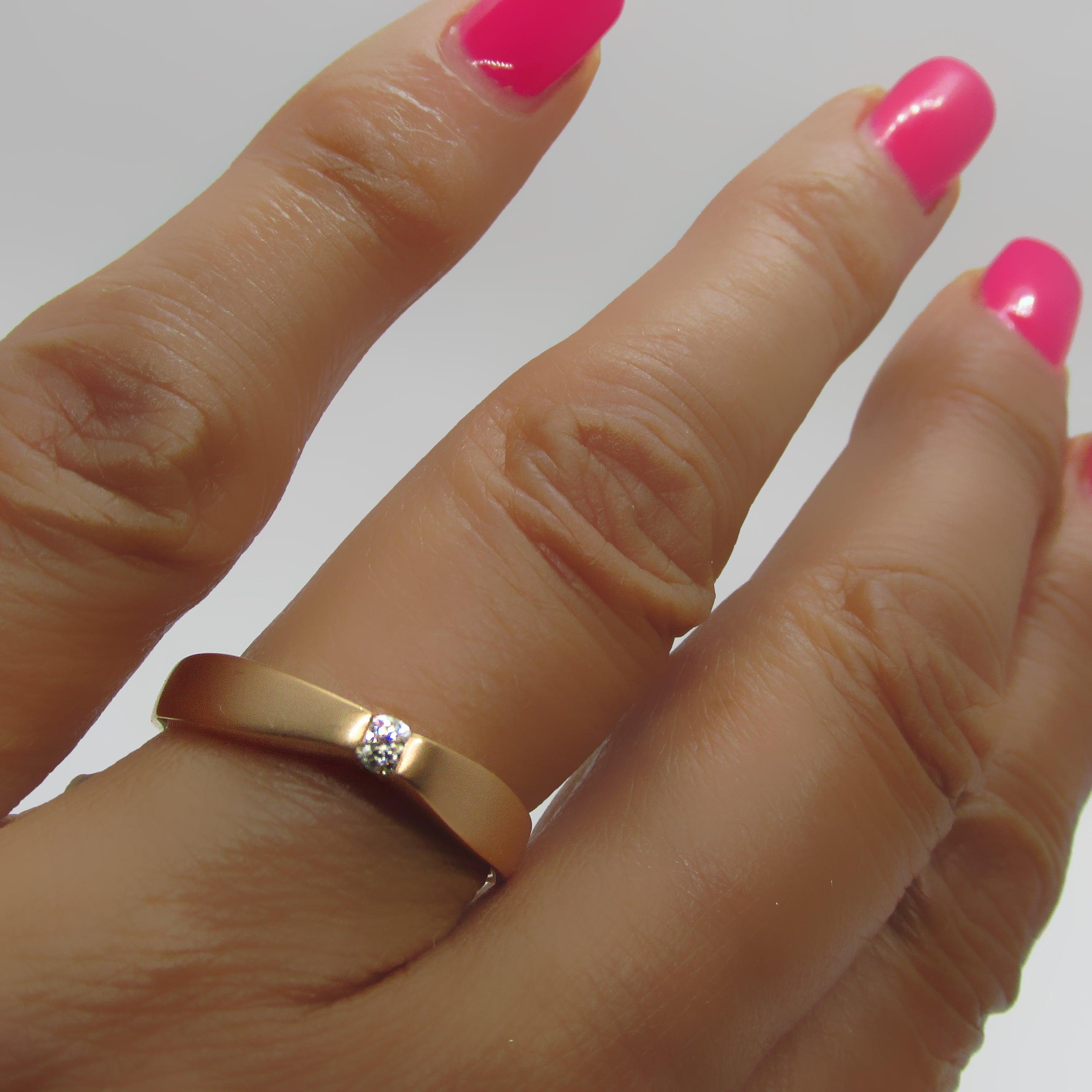 Round cut Tension Set Solitaire Engagement Ring - Thenetjeweler