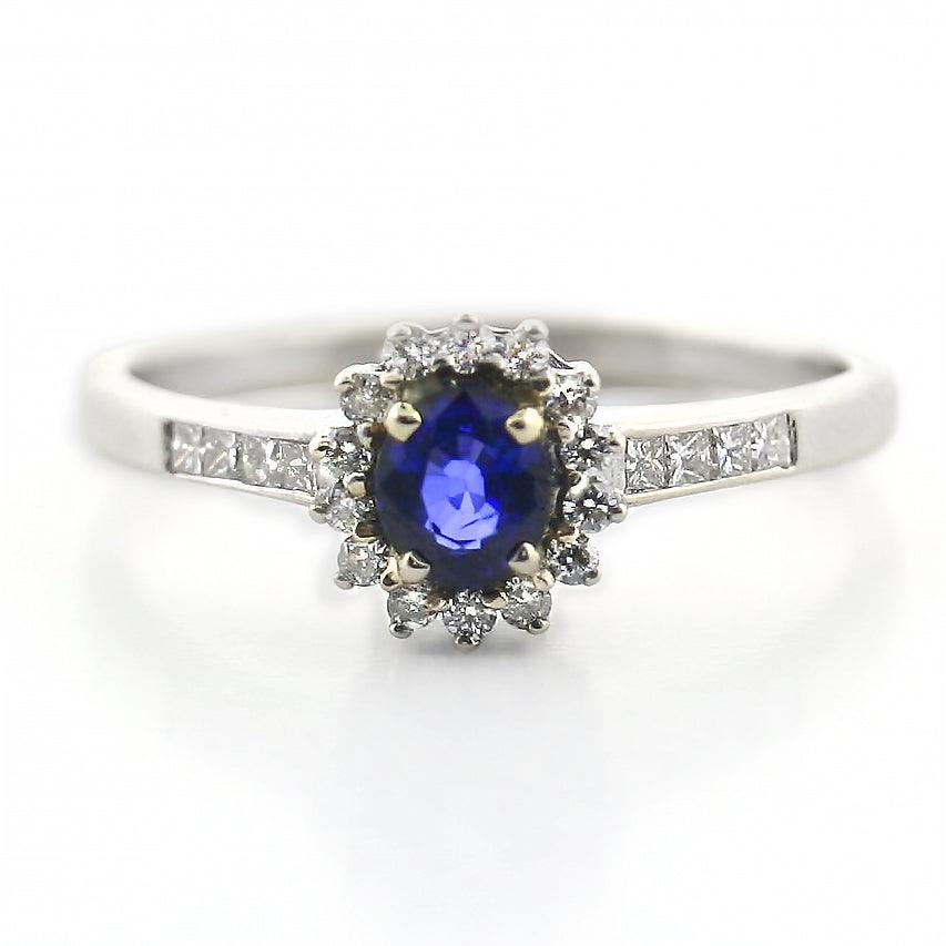 Sapphire and Diamond Cluster Ring - Thenetjeweler