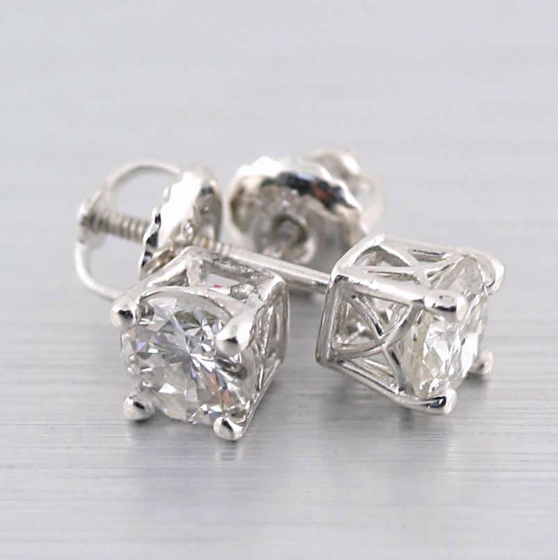 1 carat Round Cut Diamond Stud Earrings - Thenetjeweler