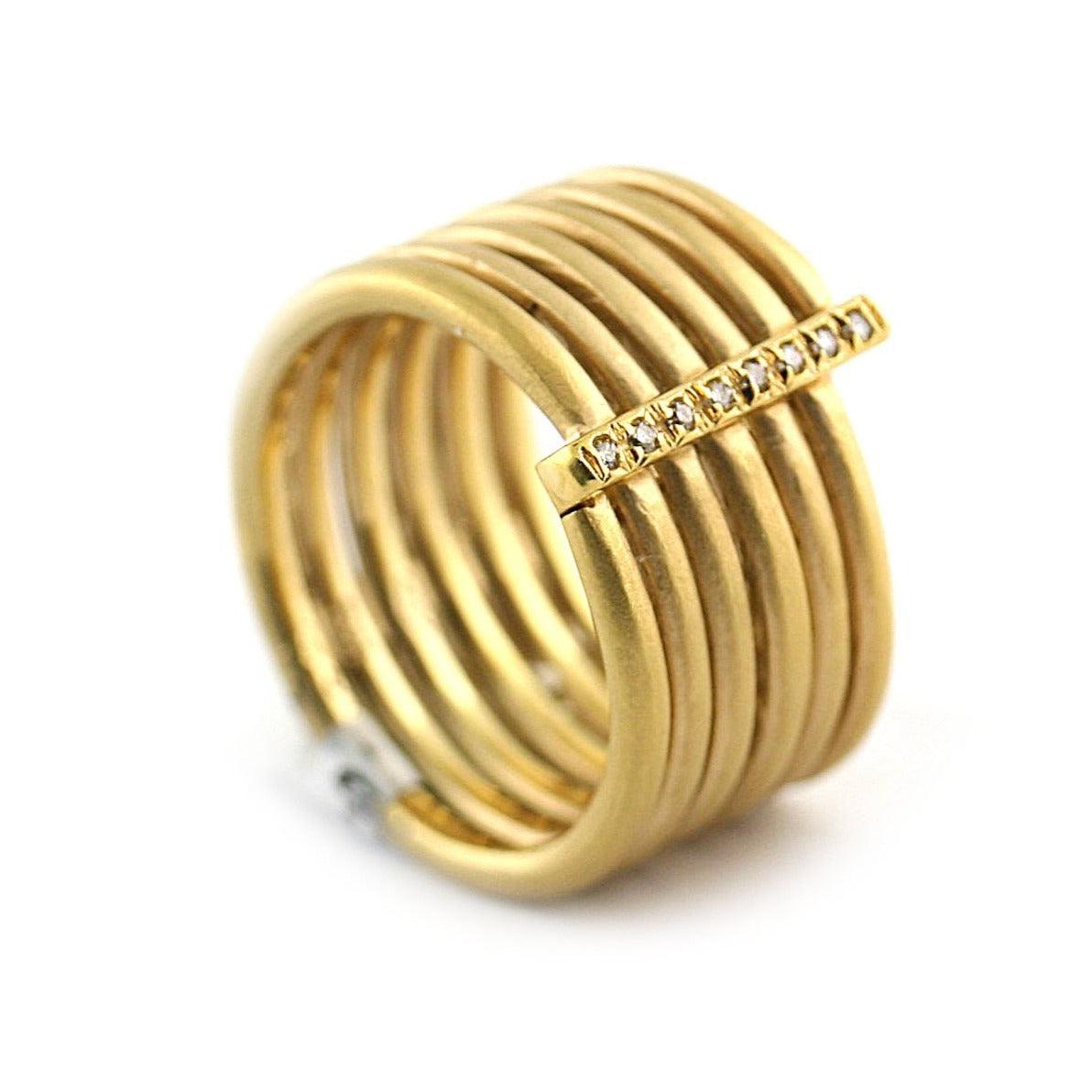 Multiple Row Diamond Ring 14K Gold - Thenetjeweler