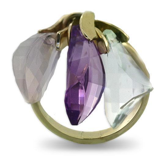 Briolette Quartz Dangle Ring 14K Yellow Gold - Thenetjeweler