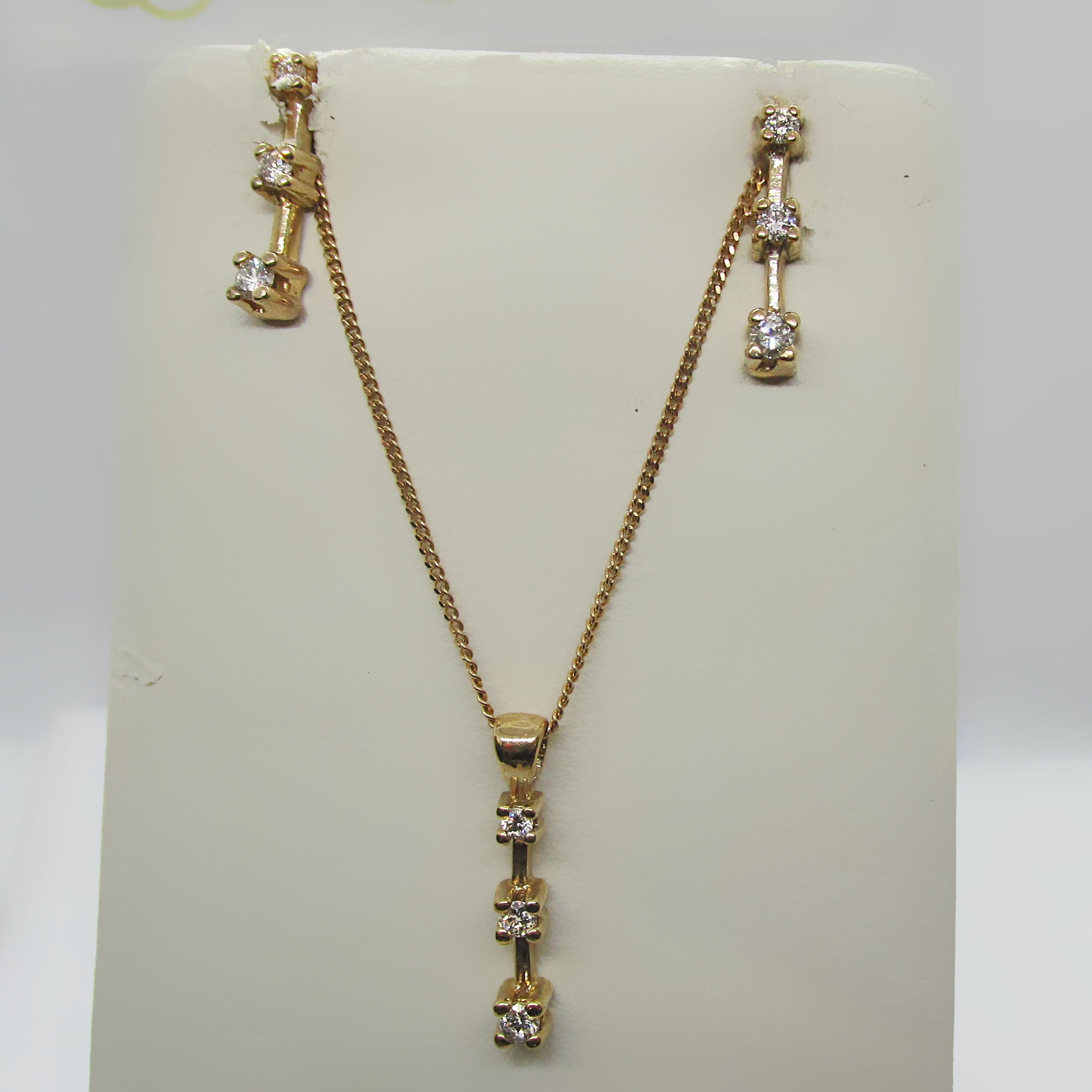 Three Stone Diamond Bar Necklace - Thenetjeweler