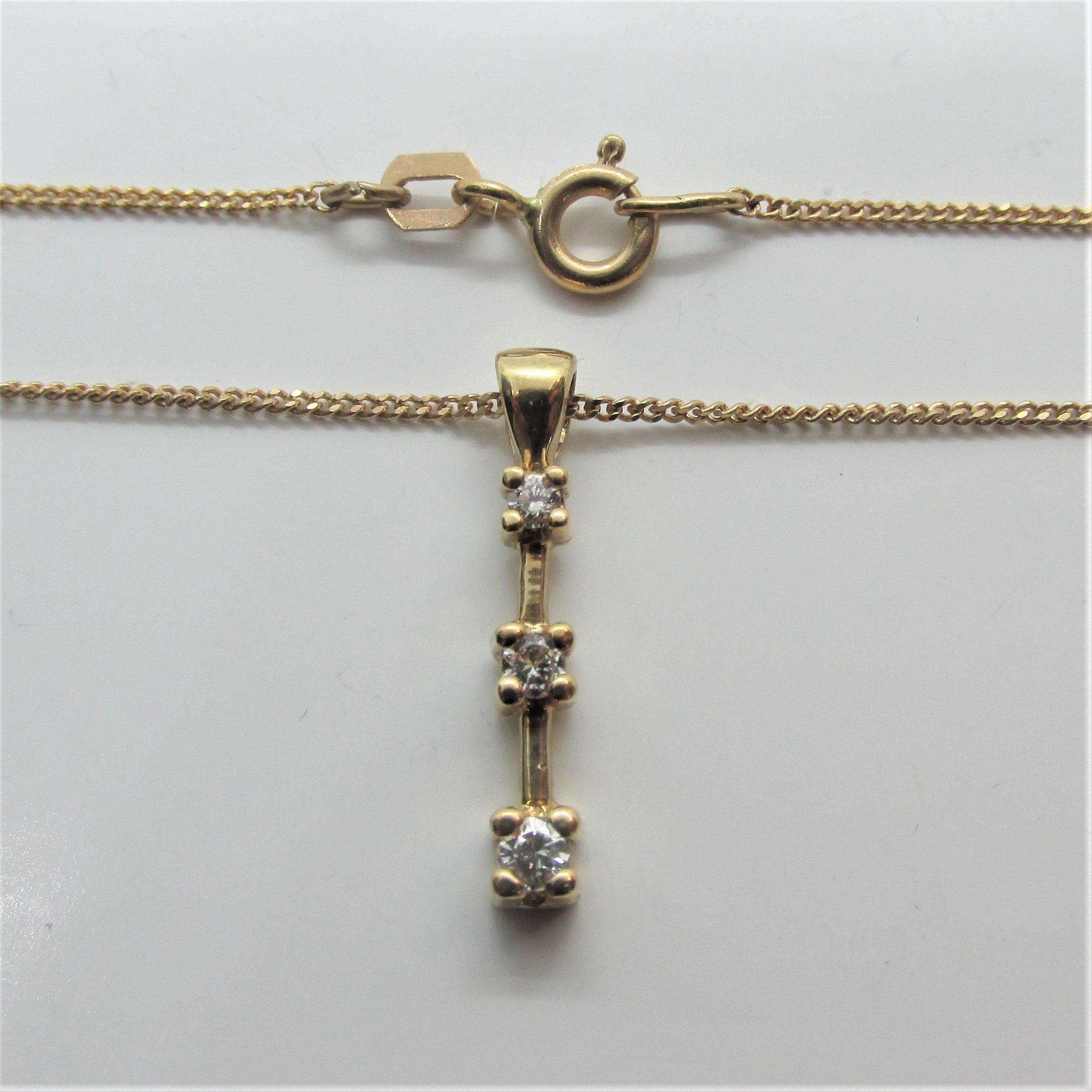 Three Stone Diamond Journey Pendant in Yellow Gold - Thenetjeweler