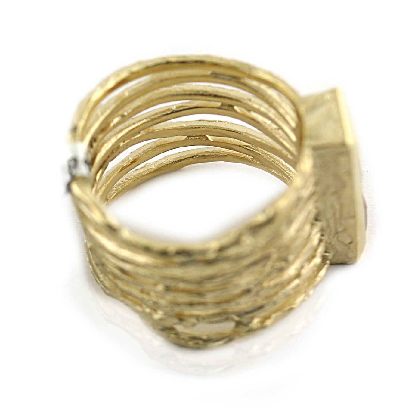 Garnet Wide Band Ring Yellow Gold - Thenetjeweler