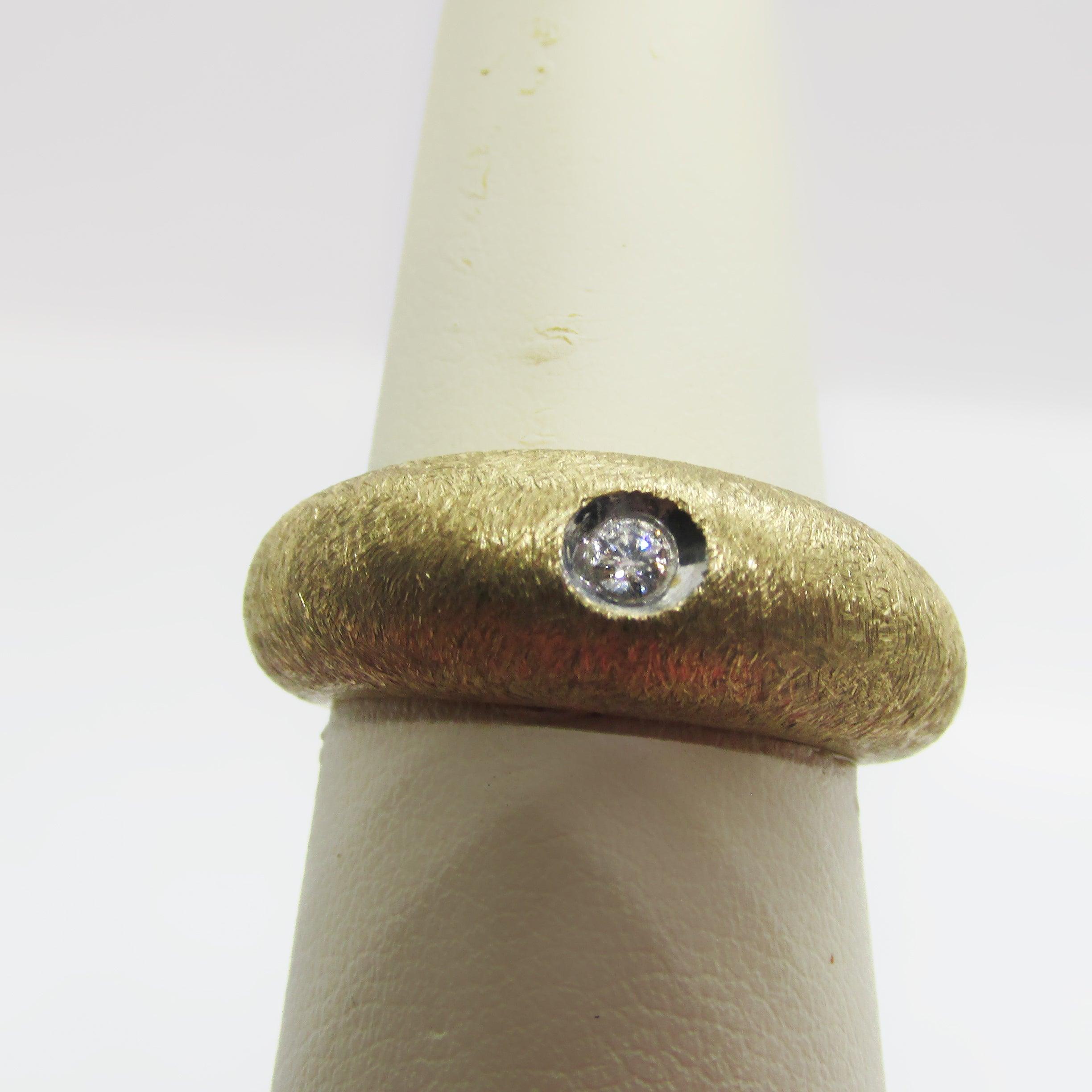 Textured Wide 14K Yellow Gold with Diamond - Thenetjeweler