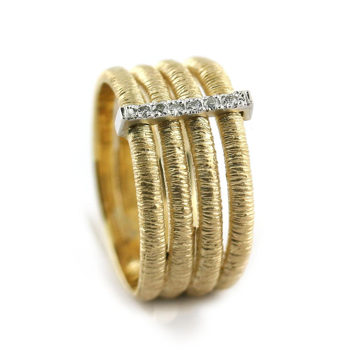 Diamond Multi Row Textured Ring - Thenetjeweler