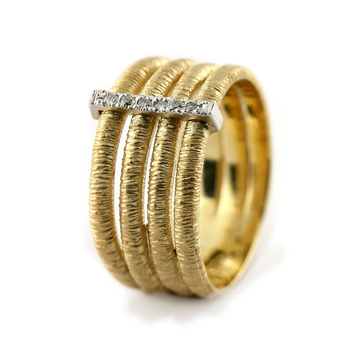 Diamond Multi Row Textured Ring - Thenetjeweler