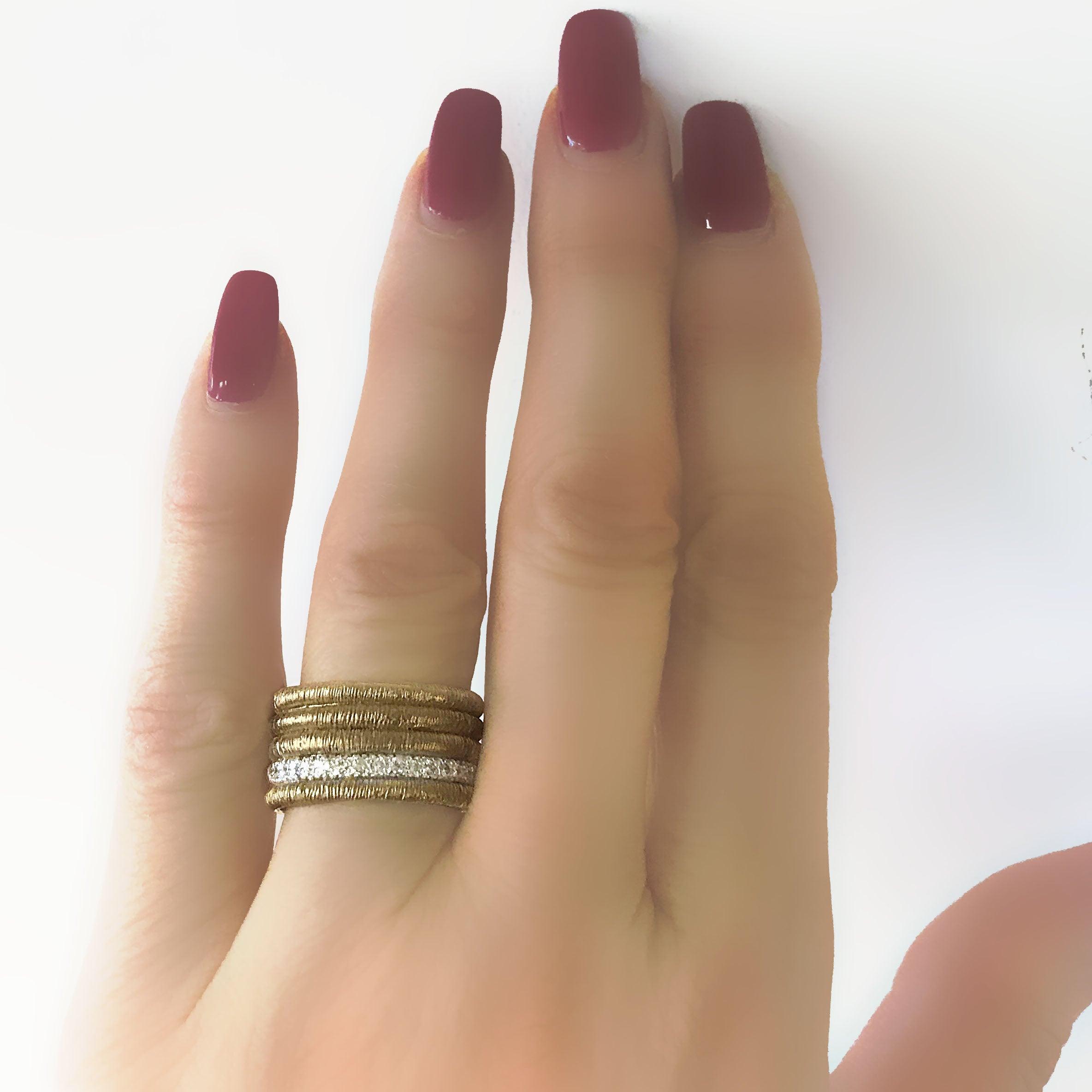 Diamond Multi-Row Ring in 14K Yellow Gold - Thenetjeweler