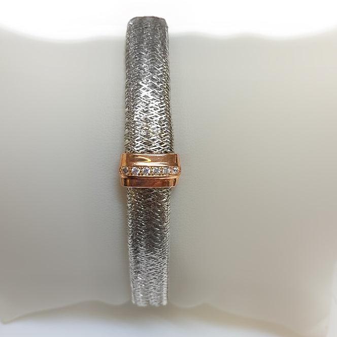 Italian Bracelet Silver Two-Color Mesh - Thenetjeweler