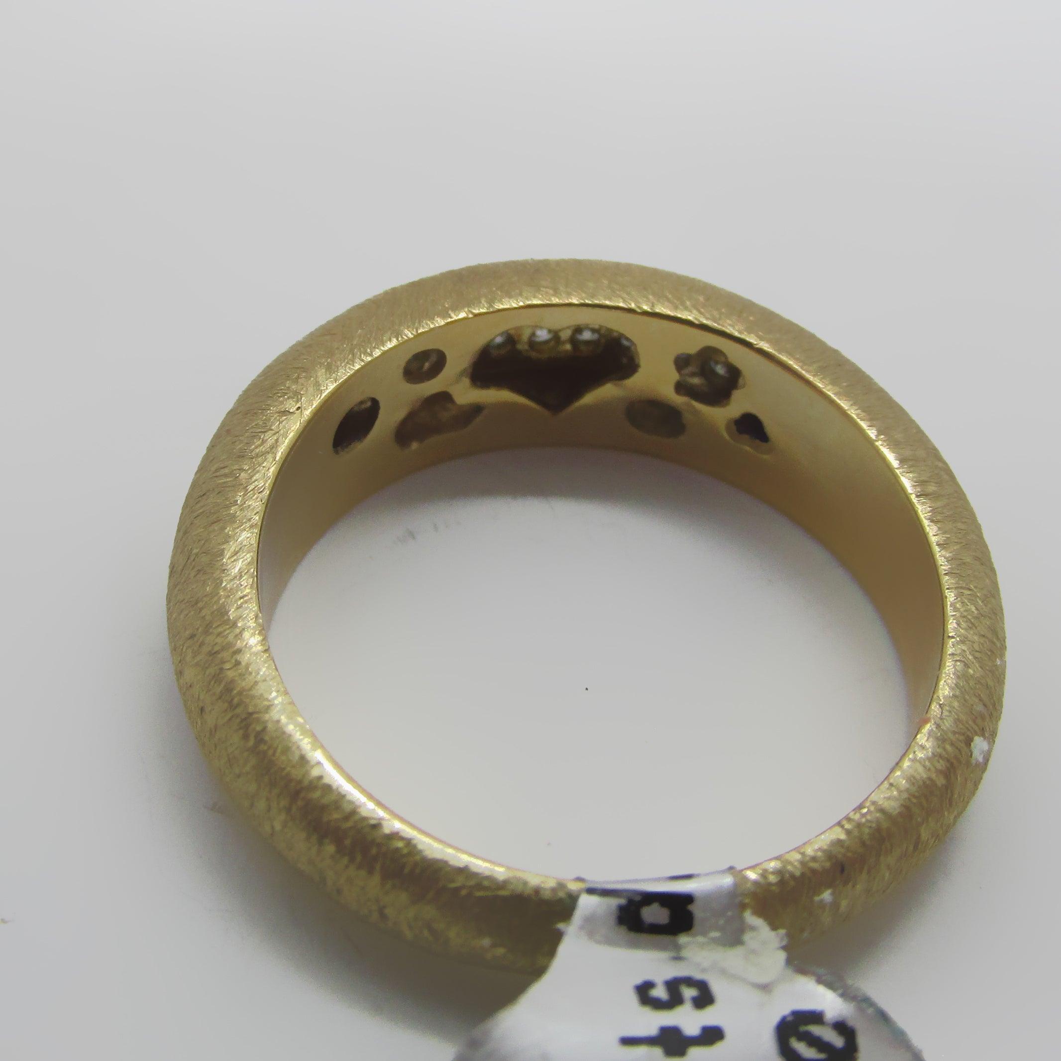 Textured Gold Band With Diamonds - Thenetjeweler