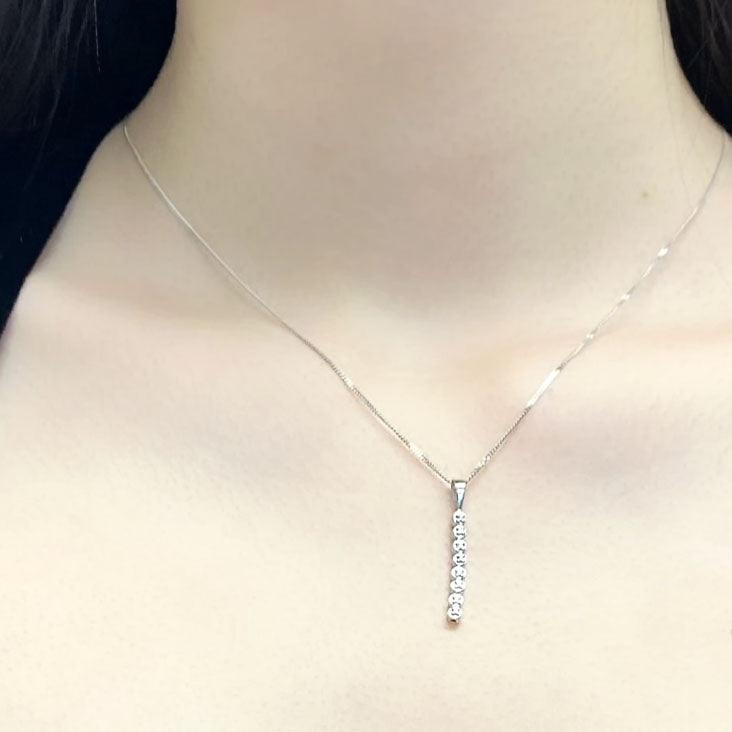 Journey diamond drop pendant in White Gold - Thenetjeweler