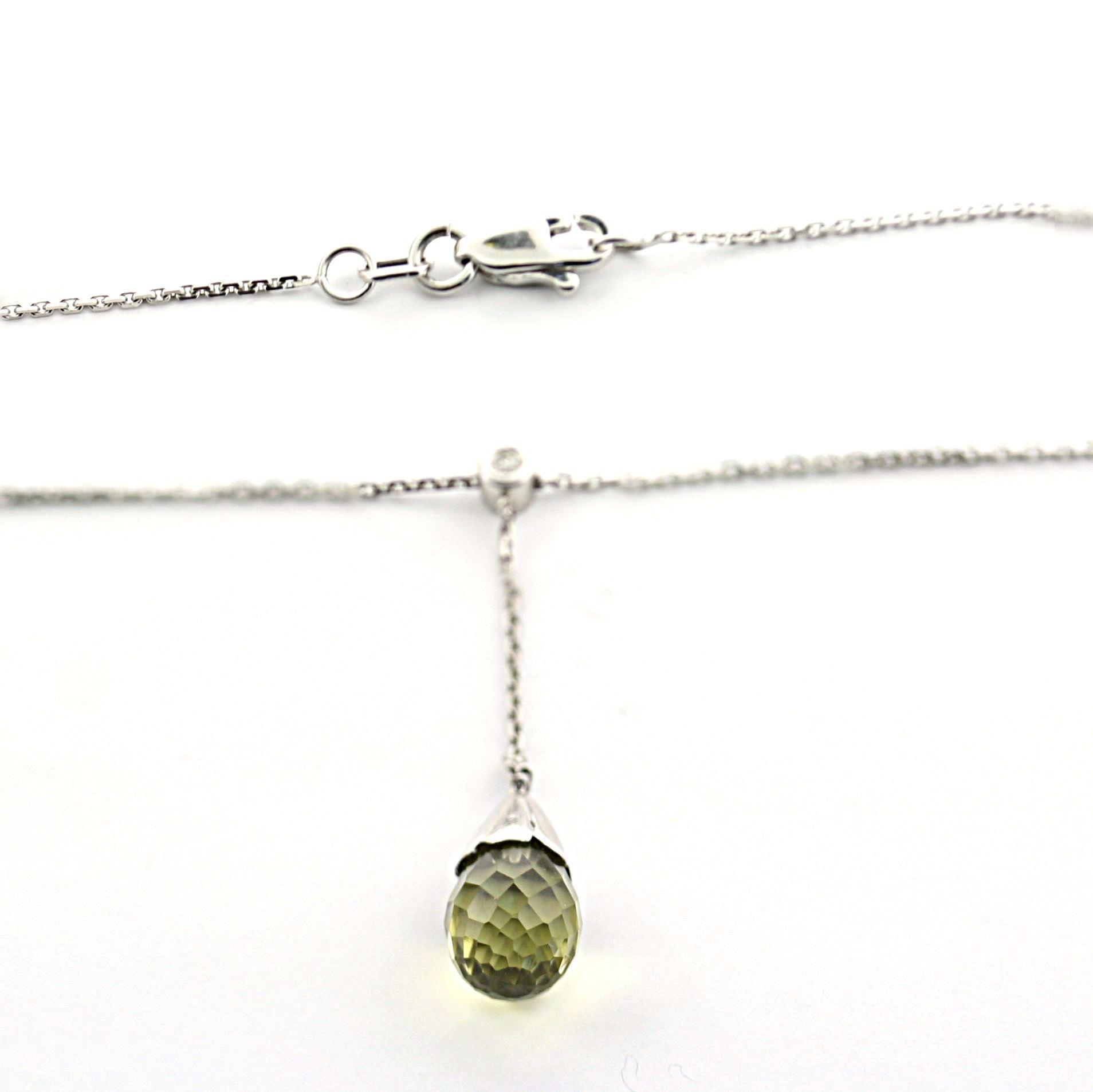Lemon Quartz & Diamond Pendant Necklace - Thenetjeweler