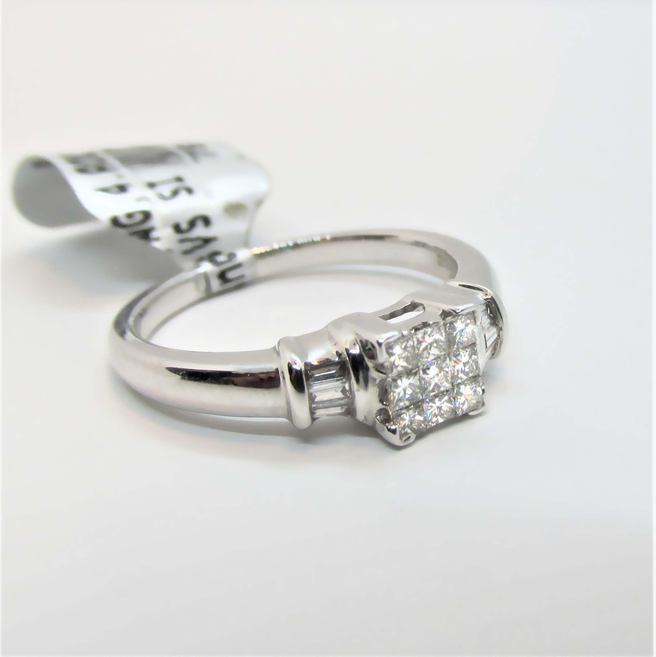 Princess-Cut Composite Diamond Engagement Ring - Thenetjeweler