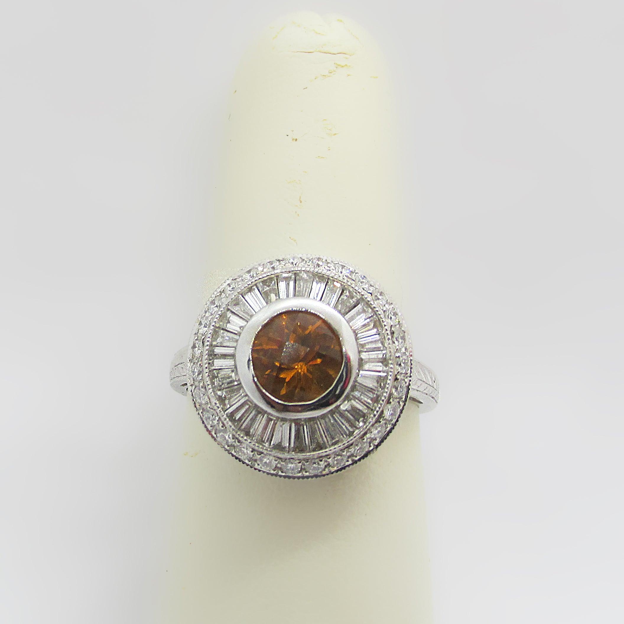 Citrine Double Diamond Halo Ring 18K White gold - Thenetjeweler