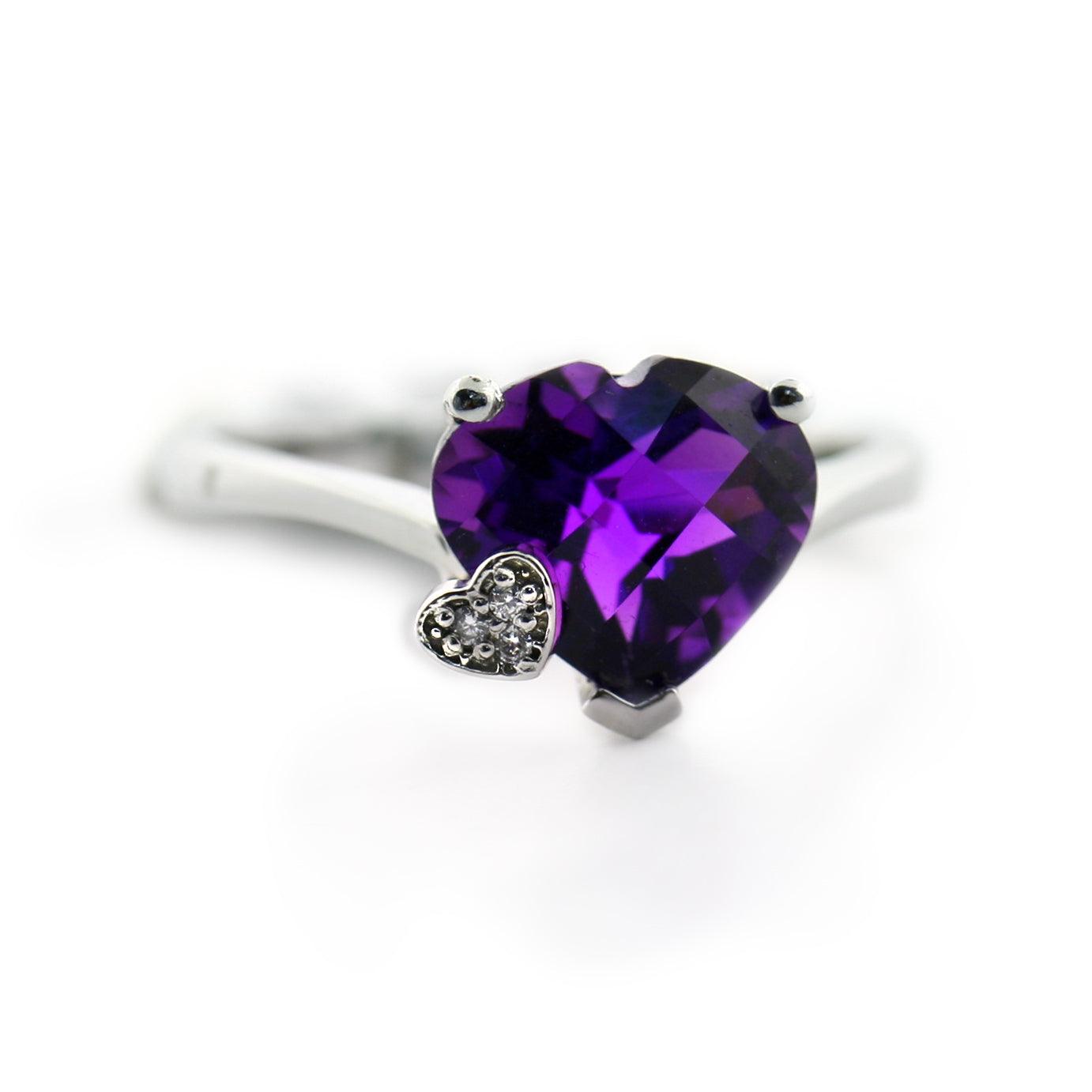 Heart Shaped Amethyst Ring - Thenetjeweler