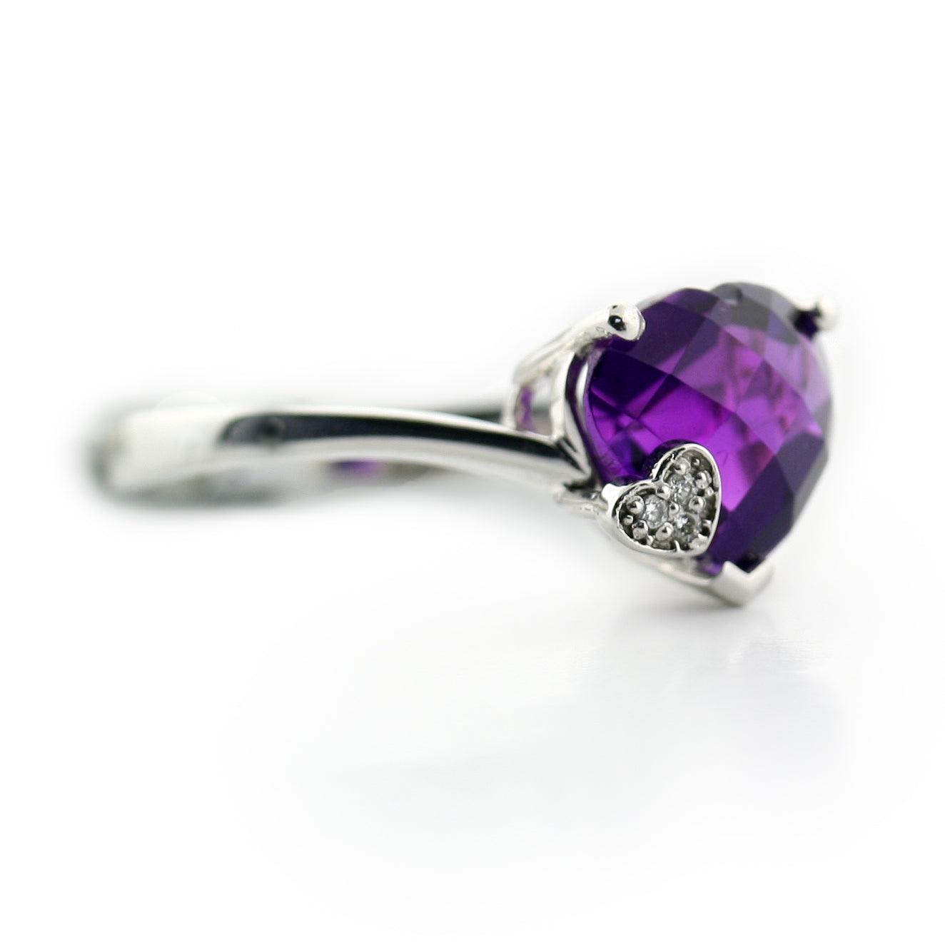 Heart Shaped Amethyst Ring - Thenetjeweler