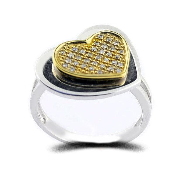 Diamond Double Hearts Ring 2-Tone Gold - Thenetjeweler