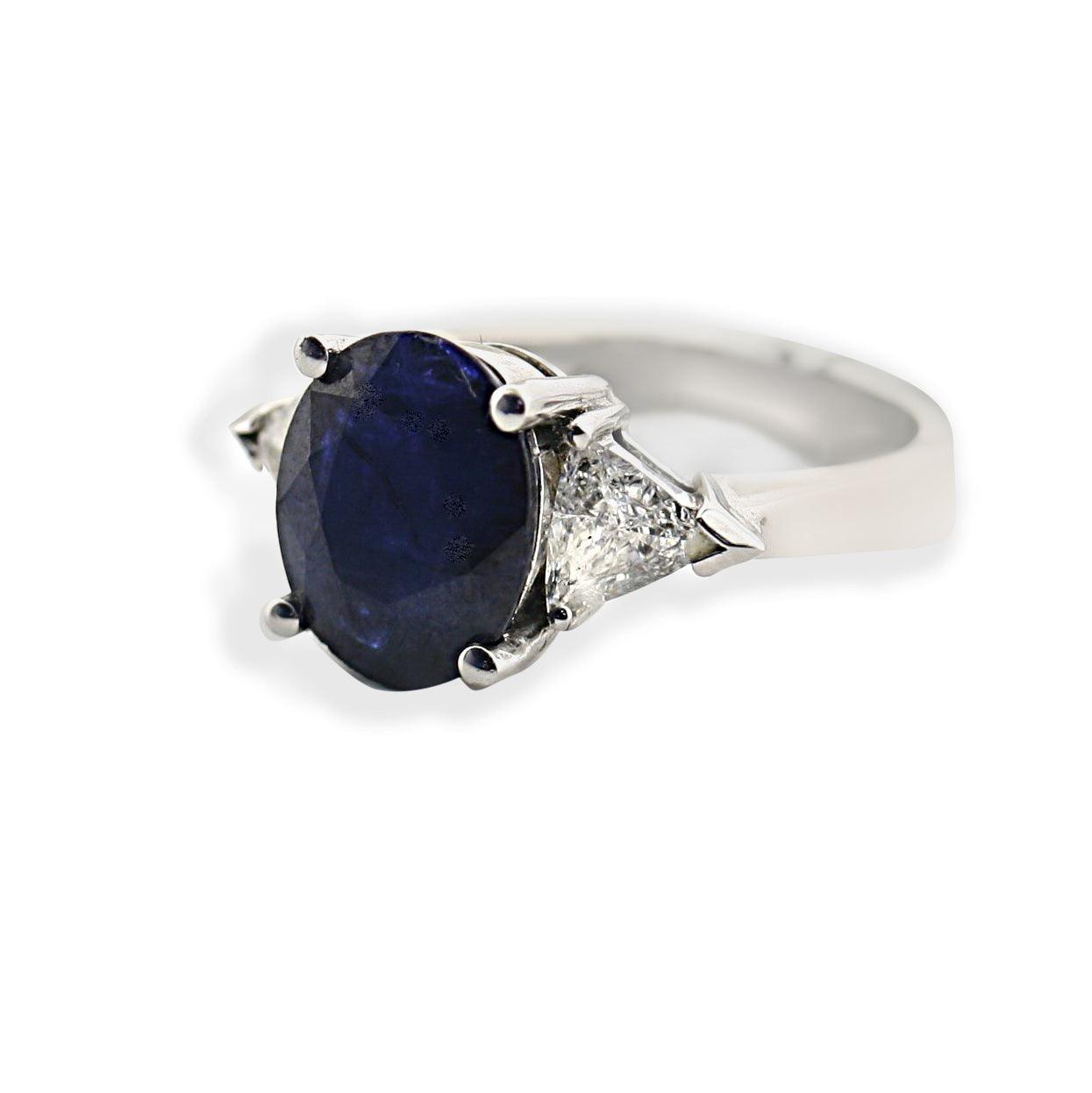 Sapphire Diamond Ring 14k White Gold - Thenetjeweler