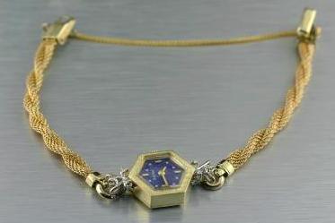 Bulova Vintage Lapis Lazuli Diamond Women's Wrist Watch - Thenetjeweler