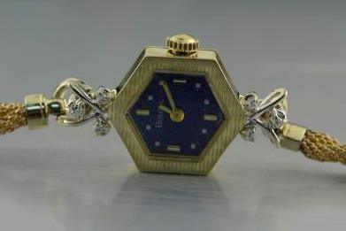 Bulova Vintage Lapis Lazuli Diamond Women's Wrist Watch - Thenetjeweler