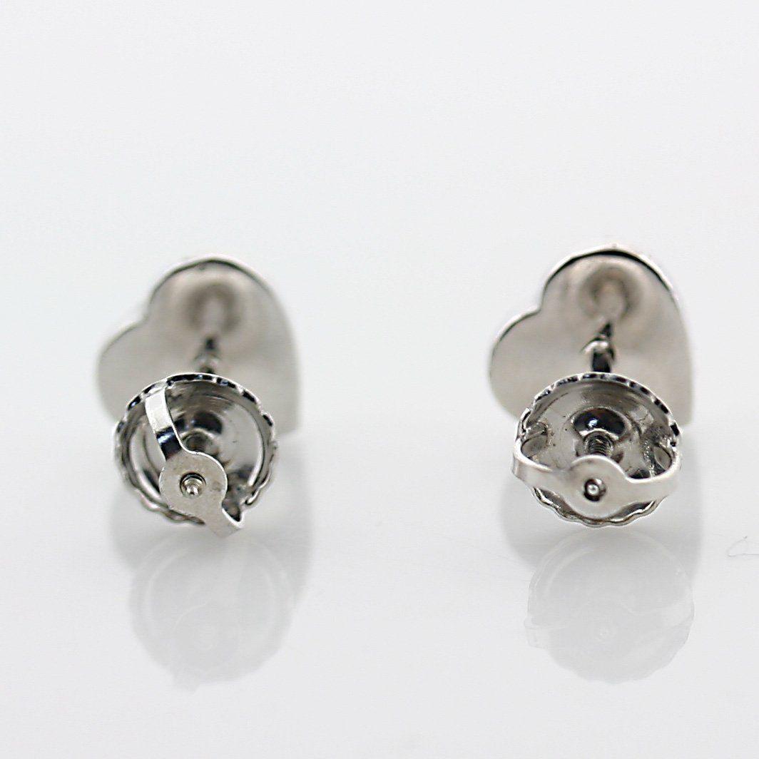 Diamond Heart Stud Earrings 14k White Gold Screw Back 0.35 carat - Thenetjeweler