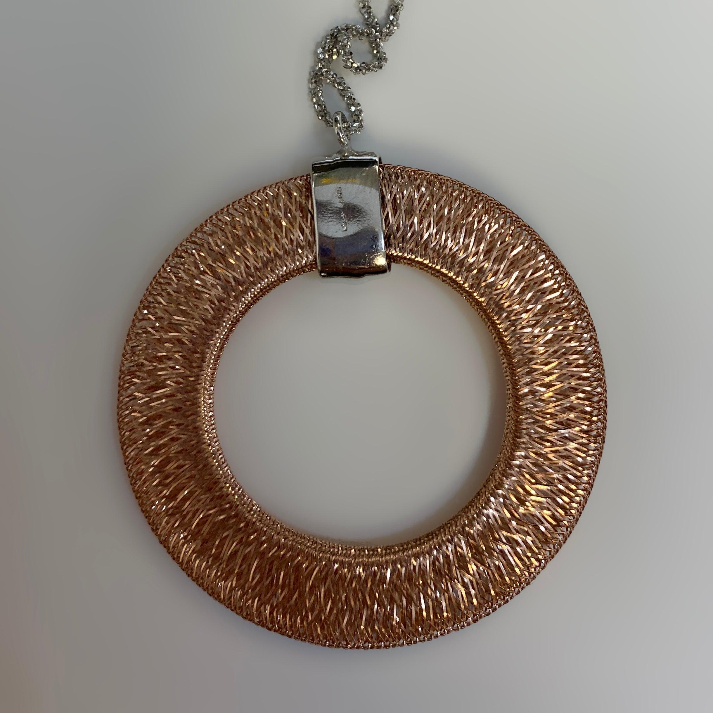 Made in Italy Mesh Open Circle Drop Necklace - Thenetjeweler