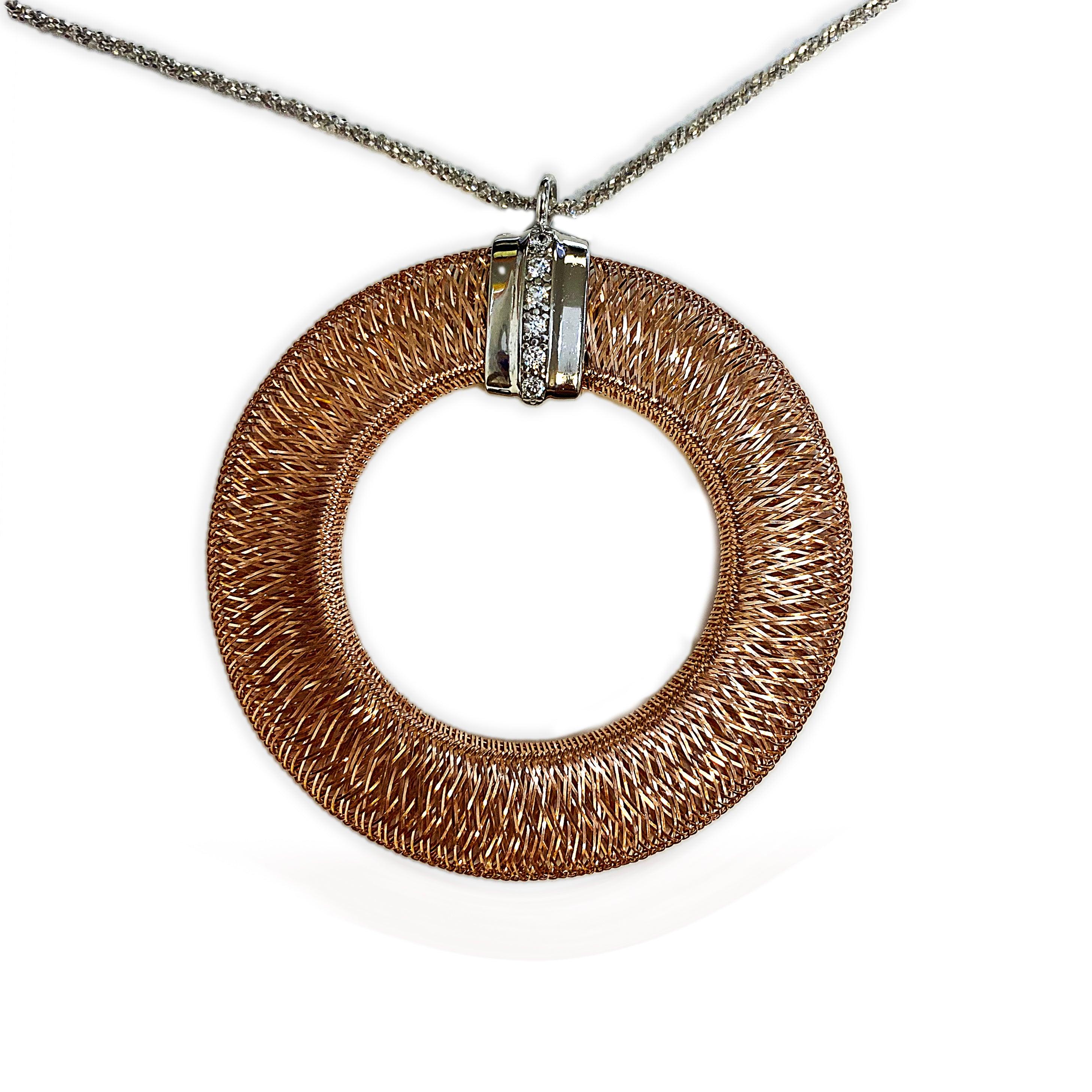 Made in Italy Mesh Open Circle Drop Necklace - Thenetjeweler