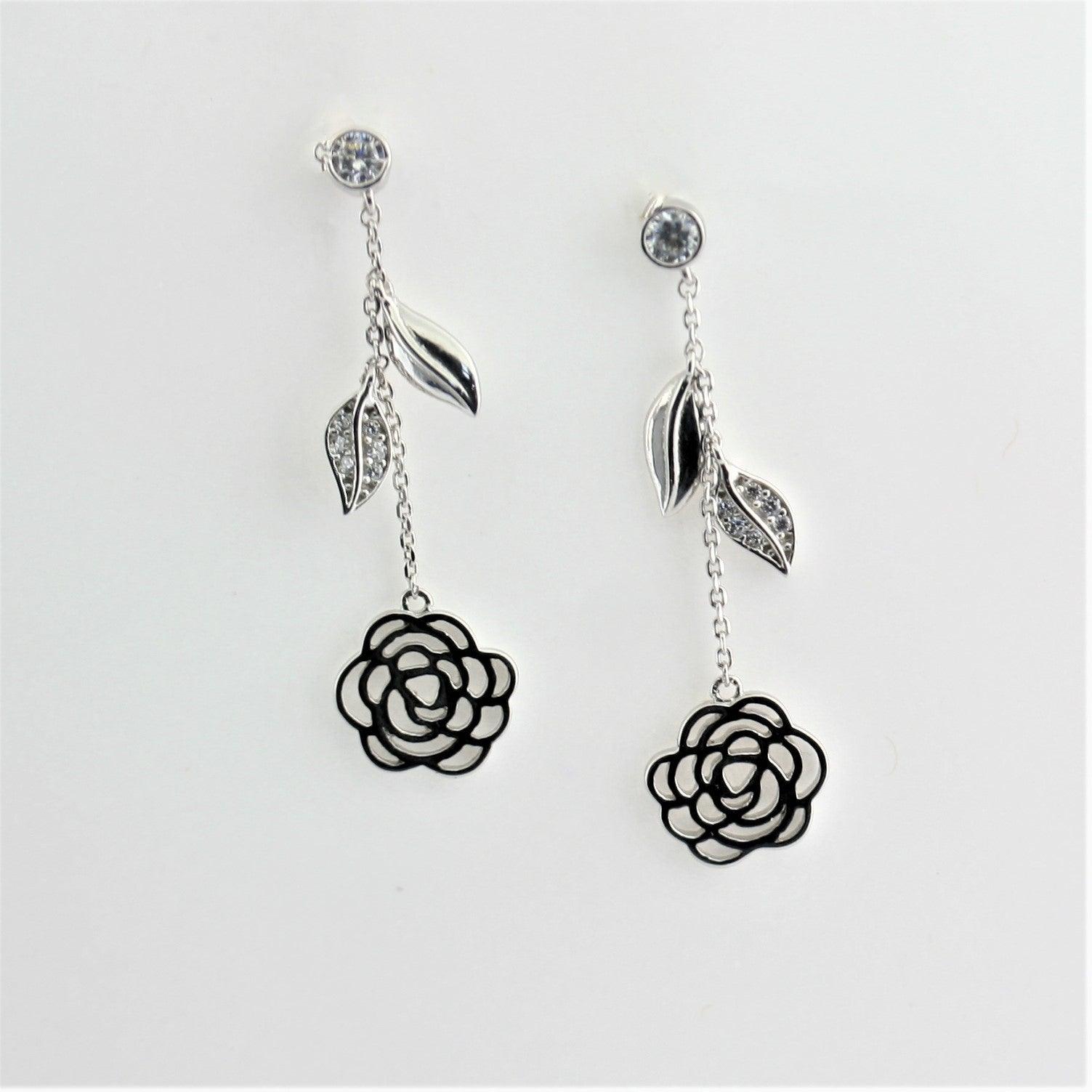 Leaf Drop Earrings Silver - Thenetjeweler