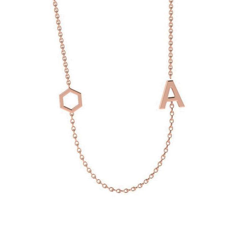 Sideways Initial Necklace 14k Gold - Thenetjeweler