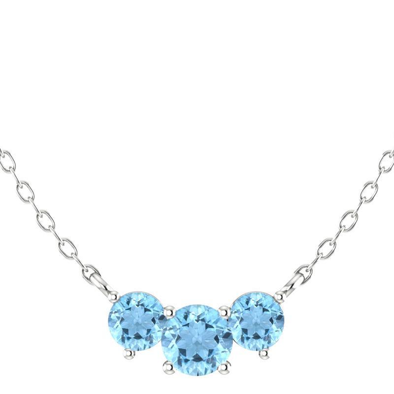 Three Stone Diamond Pendant Necklace 14K White Gold - Thenetjeweler