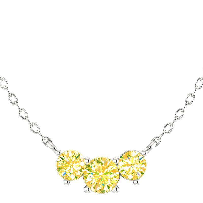 Three Stone Diamond Pendant Necklace 14K White Gold - Thenetjeweler