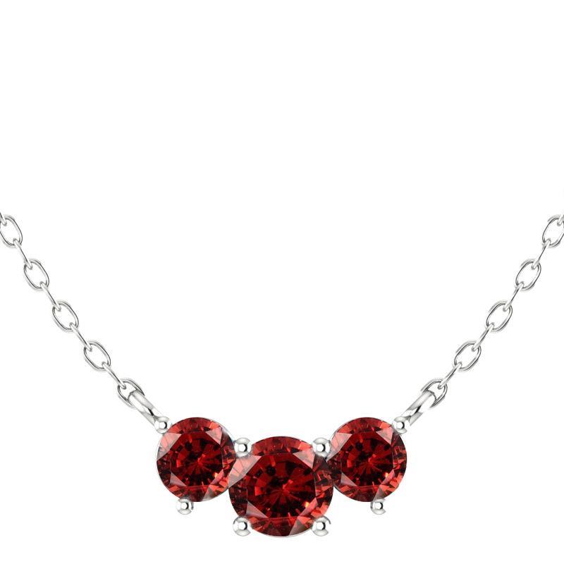 Three Stone Diamond Pendant Necklace 14K White Gold - Thenetjeweler