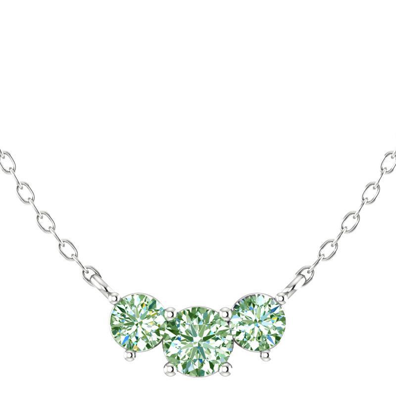 Three Stone Diamond Pendant Necklace 14K White Gold - Thenetjeweler