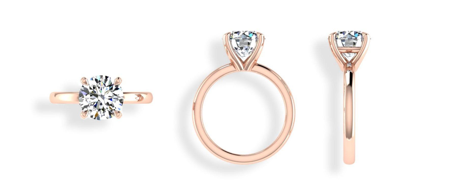 18k Rose Gold Round Solitaire Diamond Engagement Ring - Thenetjeweler