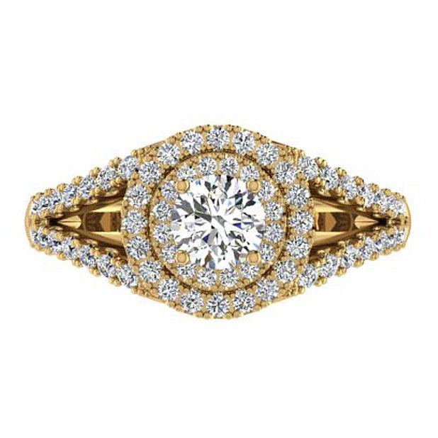 Round Halo Split Shank Diamond Engagement Ring - Thenetjeweler